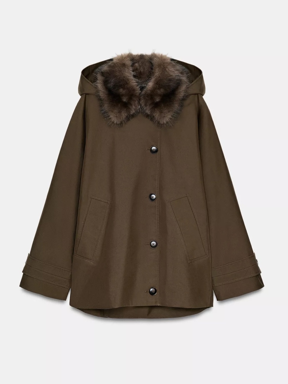 Zara short trench coat with faux fur collar ZW collection
